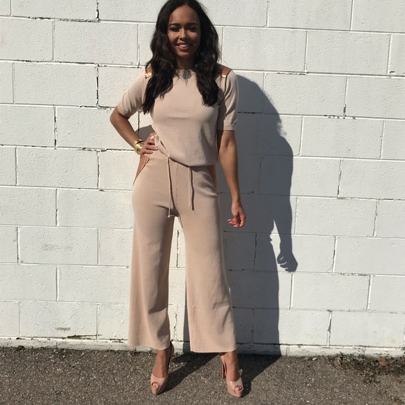 Other - 2 piece Lounge Set top pant Size SM Leather Detail